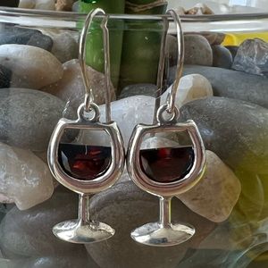 Silpada Red Wine Earrings  Sterling Silver